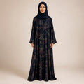 Premium Ocean Pearl Blue Jamawar Silk Abaya