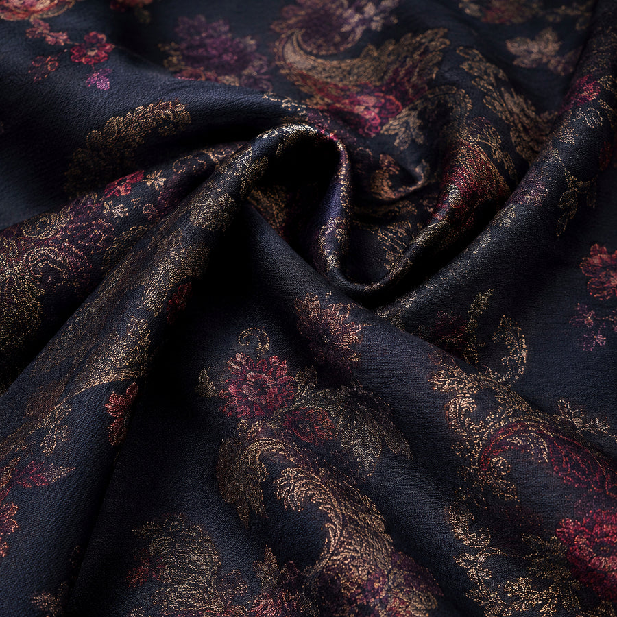 Premium Ocean Pearl Blue Jamawar Silk Abaya