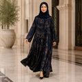 Premium Ocean Pearl Blue Jamawar Silk Abaya
