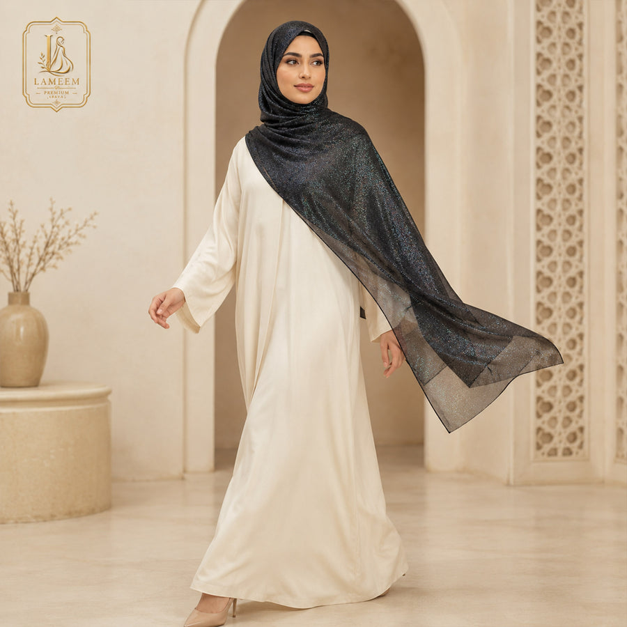 Black Silver Shimmer Chiffon Hijab