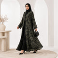 Double-Sided Floral Chiffon Abaya Black