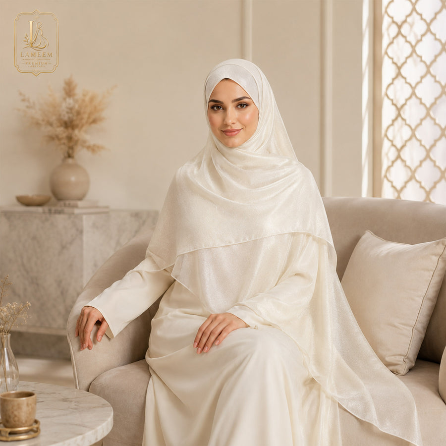Pearl Ivory Chiffon Shimmer Hijab