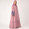 Premium Tea Rose Pink Nidha with Floral Printed Silk Piping