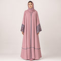 Premium Tea Rose Pink Nidha with Floral Printed Silk Piping