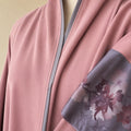 Premium Tea Rose Pink Nidha with Floral Printed Silk Piping