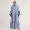 Premium Sky Blue Appliqué Open Abaya