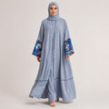 Premium Sky Blue Appliqué Open Abaya