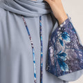 Premium Sky Blue Appliqué Open Abaya