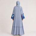 Premium Sky Blue Appliqué Open Abaya