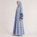 Premium Sky Blue Appliqué Open Abaya