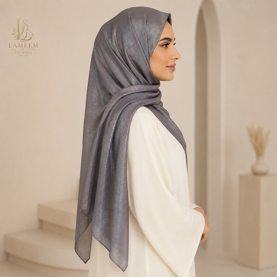 Purple Taupe Chiffon Shimmer Hijab