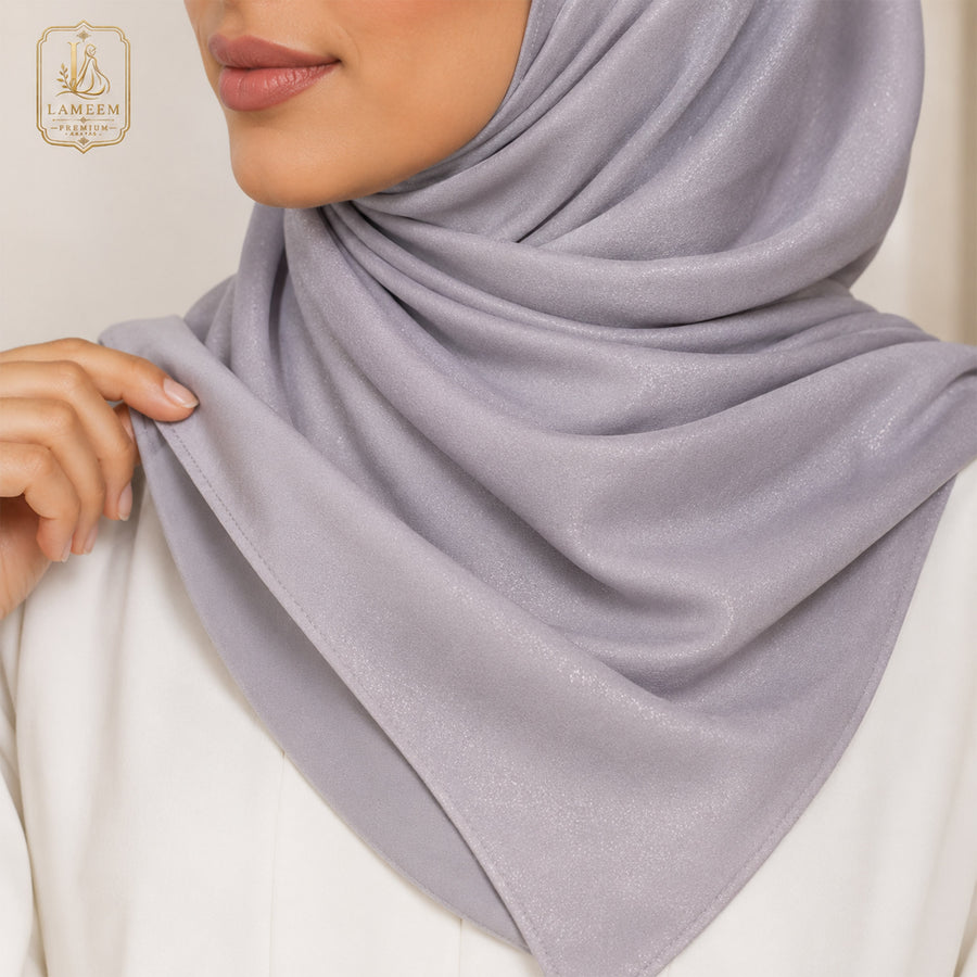 Premium Lilac Shimmer Chiffon Hijab