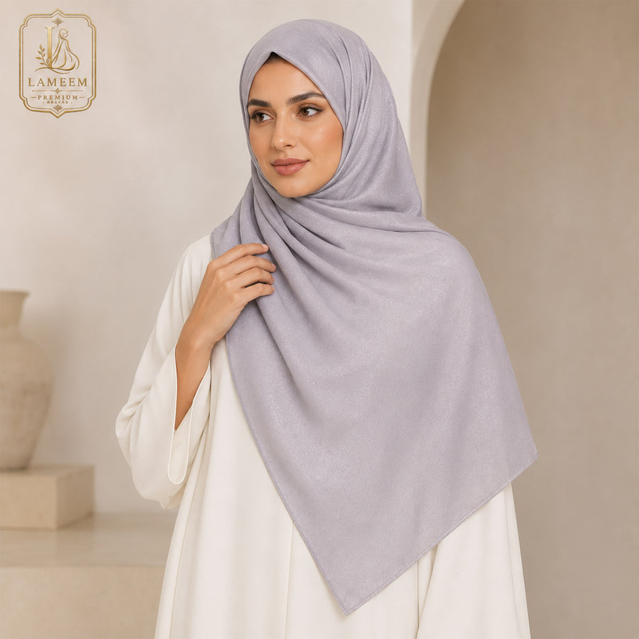 Premium Lilac Shimmer Chiffon Hijab