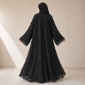 Premium Black Heavy Embroidered Double Chiffon Abaya | LAMEEM