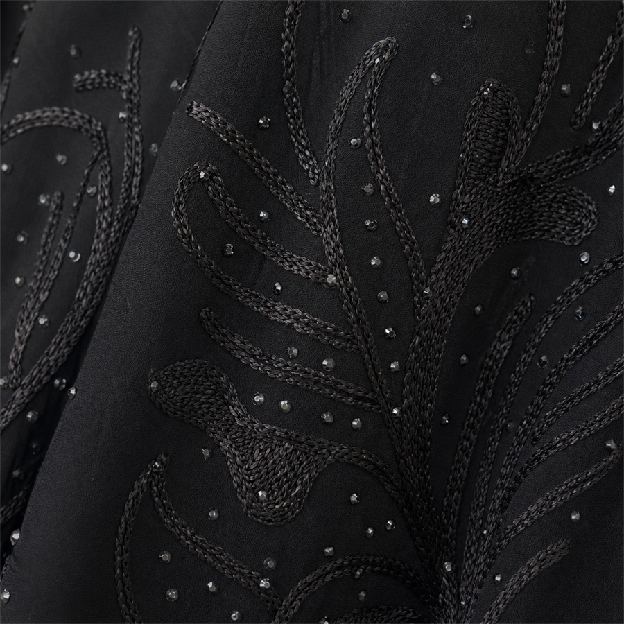 Premium Black Heavy Embroidered Double Chiffon Abaya | LAMEEM