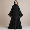 Premium Black Heavy Embroidered Double Chiffon Abaya | LAMEEM