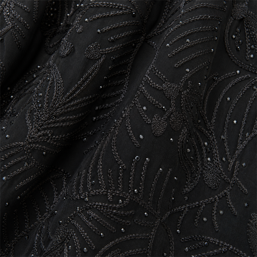 Premium Black Heavy Embroidered Double Chiffon Abaya | LAMEEM