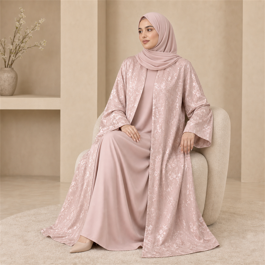 Premium Blush Pink Shinghai Open Abaya