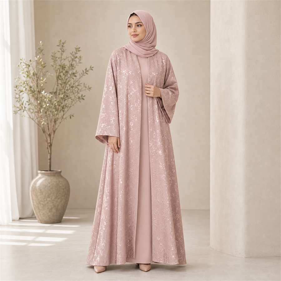 Premium Blush Pink Shinghai Open Abaya