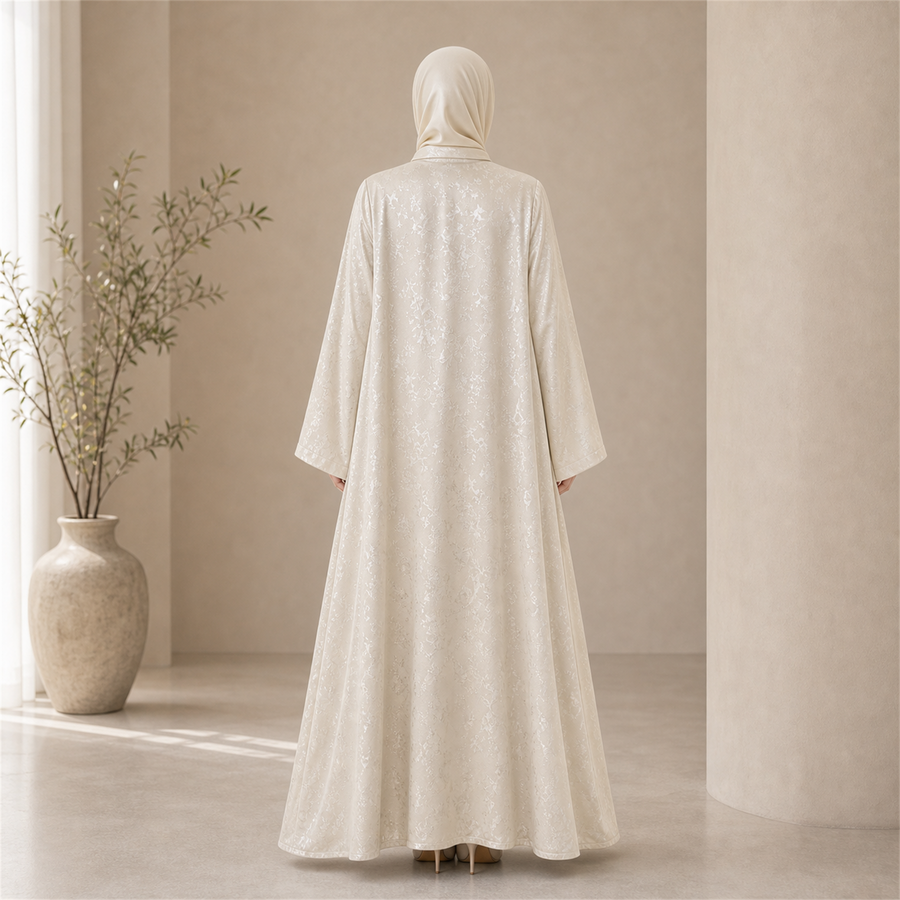 Premium Pearl Ivory Shinghai Open Abaya