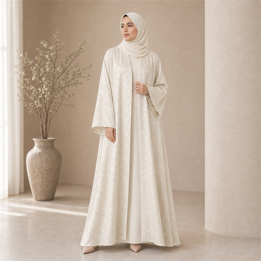 Premium Pearl Ivory Shinghai Open Abaya